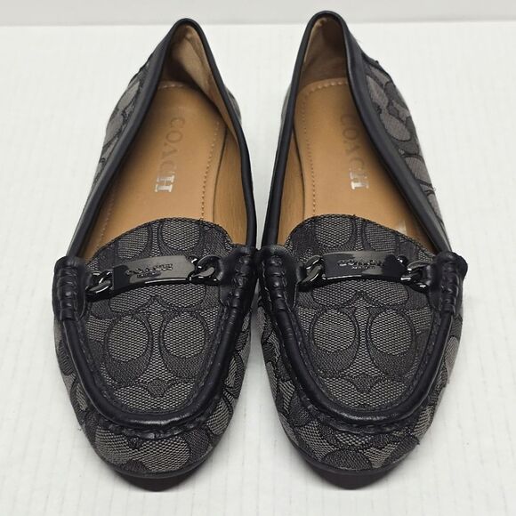 Coach Signature "Olive" Gray Monogram Loafers Driver Moccasins 6.5 - Picture 1 of 8